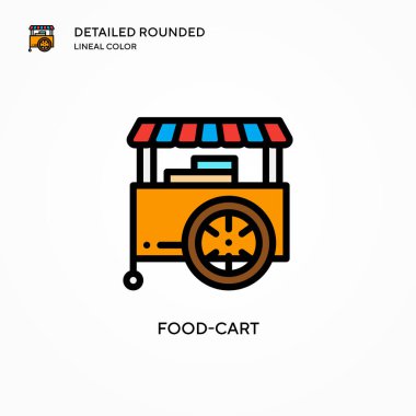 Yemek arabası vektör ikonu. Modern vektör illüstrasyon kavramları. Düzenlemesi ve kişiselleştirmesi kolay.