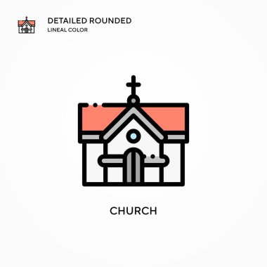 Kilise vektör ikonu. Modern vektör illüstrasyon kavramları. Düzenlemesi ve kişiselleştirmesi kolay.