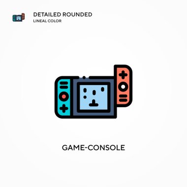 Oyun konsolu vektör simgesi. Modern vektör illüstrasyon kavramları. Düzenlemesi ve kişiselleştirmesi kolay.