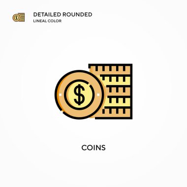 Madeni para vektör simgesi. Modern vektör illüstrasyon kavramları. Düzenlemesi ve kişiselleştirmesi kolay.
