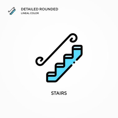 Merdiven vektör simgesi. Modern vektör illüstrasyon kavramları. Düzenlemesi ve kişiselleştirmesi kolay.