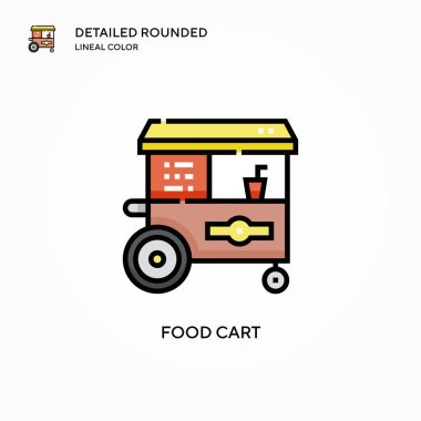 Yemek arabası vektör ikonu. Modern vektör illüstrasyon kavramları. Düzenlemesi ve kişiselleştirmesi kolay.