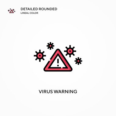 Virüs uyarı vektör simgesi. Modern vektör illüstrasyon kavramları. Düzenlemesi ve kişiselleştirmesi kolay.