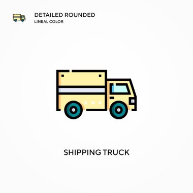 Nakliye kamyonu vektör simgesi. Modern vektör illüstrasyon kavramları. Düzenlemesi ve kişiselleştirmesi kolay.