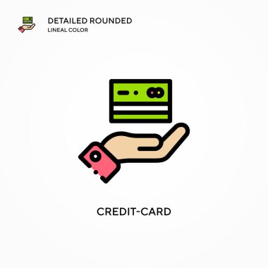 Kredi kartı vektör simgesi. Modern vektör illüstrasyon kavramları. Düzenlemesi ve kişiselleştirmesi kolay.