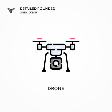 Drone vektör simgesi. Modern vektör illüstrasyon kavramları. Düzenlemesi ve kişiselleştirmesi kolay.