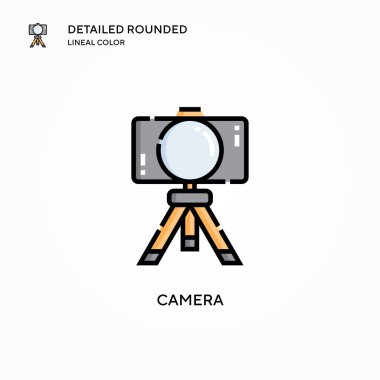 Kamera vektör simgesi. Modern vektör illüstrasyon kavramları. Düzenlemesi ve kişiselleştirmesi kolay.