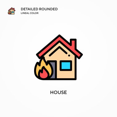Ev vektör simgesi. Modern vektör illüstrasyon kavramları. Düzenlemesi ve kişiselleştirmesi kolay.