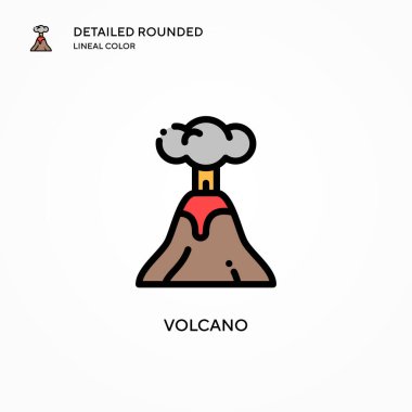 Volkan vektör simgesi. Modern vektör illüstrasyon kavramları. Düzenlemesi ve kişiselleştirmesi kolay.
