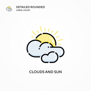 Bulutlar ve güneş vektör simgesi. Modern vektör illüstrasyon kavramları. Düzenlemesi ve kişiselleştirmesi kolay.