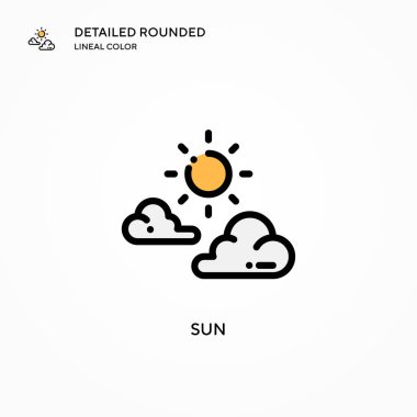 Güneş vektör simgesi. Modern vektör illüstrasyon kavramları. Düzenlemesi ve kişiselleştirmesi kolay.