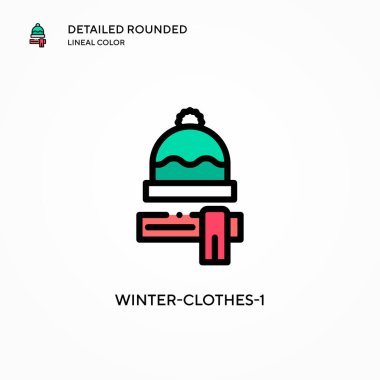 Kış giysileri-1 vektör simgesi. Modern vektör illüstrasyon kavramları. Düzenlemesi ve kişiselleştirmesi kolay.