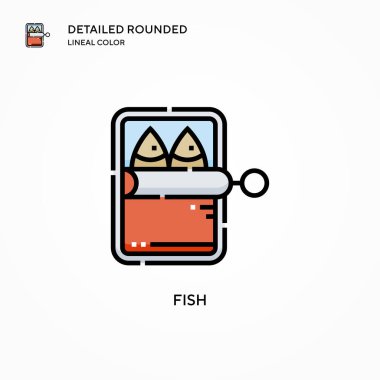 Balık vektör simgesi. Modern vektör illüstrasyon kavramları. Düzenlemesi ve kişiselleştirmesi kolay.