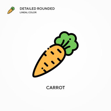 Havuç vektör simgesi. Modern vektör illüstrasyon kavramları. Düzenlemesi ve kişiselleştirmesi kolay.