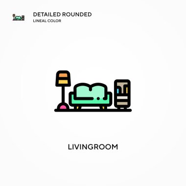 Oturma odası vektör simgesi. Modern vektör illüstrasyon kavramları. Düzenlemesi ve kişiselleştirmesi kolay.