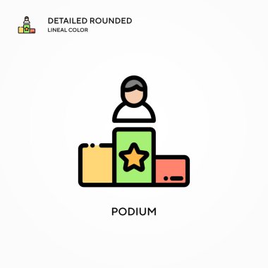 Podyum vektör simgesi. Modern vektör illüstrasyon kavramları. Düzenlemesi ve kişiselleştirmesi kolay.