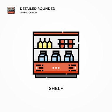 Shelf vektör simgesi. Modern vektör illüstrasyon kavramları. Düzenlemesi ve kişiselleştirmesi kolay.