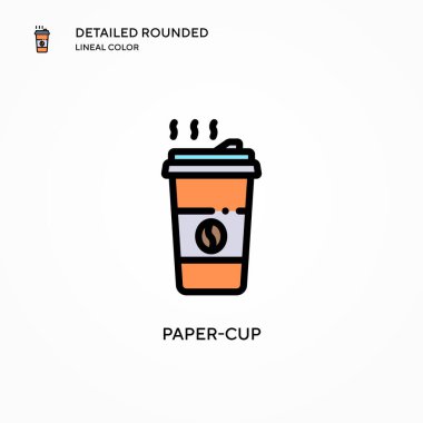 Kağıt bardak vektör simgesi. Modern vektör illüstrasyon kavramları. Düzenlemesi ve kişiselleştirmesi kolay.