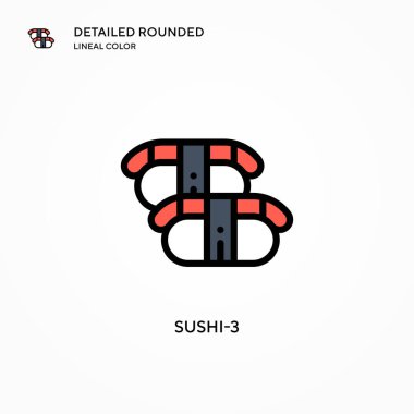 Suşi-3 vektör simgesi. Modern vektör illüstrasyon kavramları. Düzenlemesi ve kişiselleştirmesi kolay.