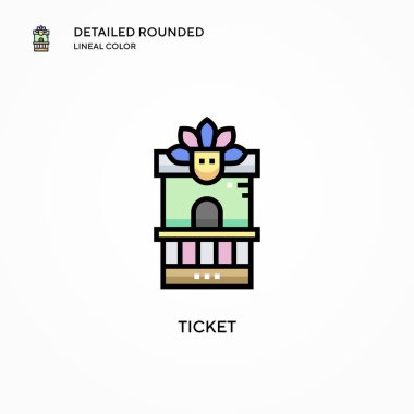 Bilet vektör simgesi. Modern vektör illüstrasyon kavramları. Düzenlemesi ve kişiselleştirmesi kolay.