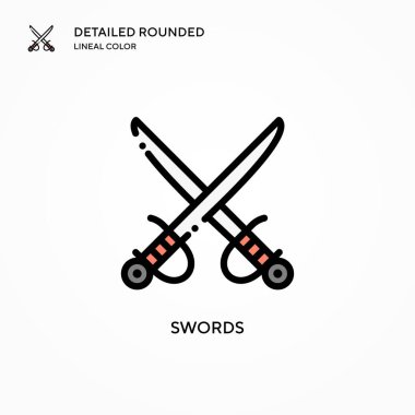 Kılıç vektör simgesi. Modern vektör illüstrasyon kavramları. Düzenlemesi ve kişiselleştirmesi kolay.