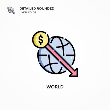 Dünya vektör simgesi. Modern vektör illüstrasyon kavramları. Düzenlemesi ve kişiselleştirmesi kolay.