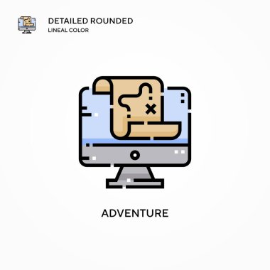 Macera vektör simgesi. Modern vektör illüstrasyon kavramları. Düzenlemesi ve kişiselleştirmesi kolay.