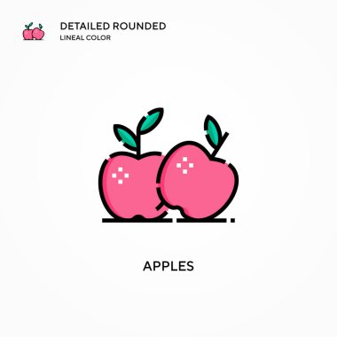 Elma vektör simgesi. Modern vektör illüstrasyon kavramları. Düzenlemesi ve kişiselleştirmesi kolay.