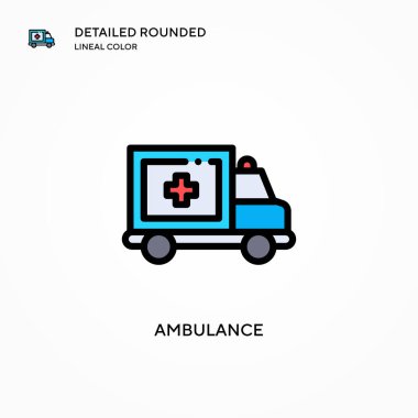 Ambulans vektör simgesi. Modern vektör illüstrasyon kavramları. Düzenlemesi ve kişiselleştirmesi kolay.