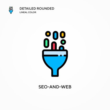 Seo ve web vektör simgesi. Modern vektör illüstrasyon kavramları. Düzenlemesi ve kişiselleştirmesi kolay.