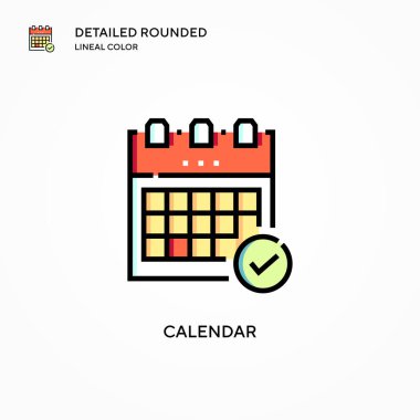 Takvim vektör simgesi. Modern vektör illüstrasyon kavramları. Düzenlemesi ve kişiselleştirmesi kolay.