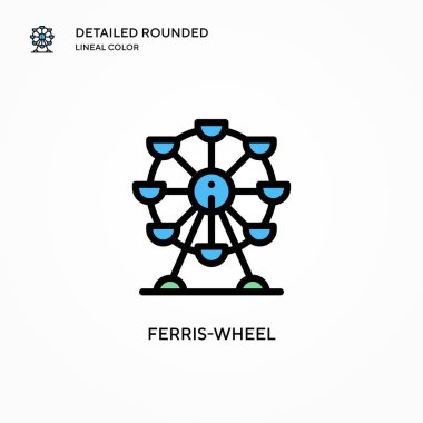 Dönme dolap vektör ikonu. Modern vektör illüstrasyon kavramları. Düzenlemesi ve kişiselleştirmesi kolay.