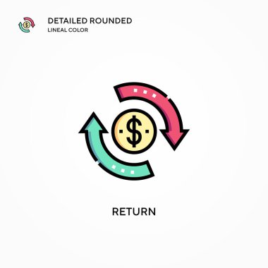 İade vektör simgesi. Modern vektör illüstrasyon kavramları. Düzenlemesi ve kişiselleştirmesi kolay.