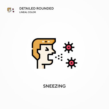 Hapşırma vektör simgesi. Modern vektör illüstrasyon kavramları. Düzenlemesi ve kişiselleştirmesi kolay.