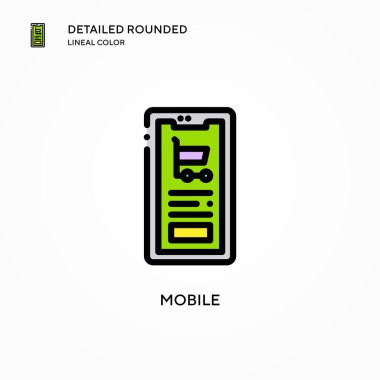 Mobil vektör simgesi. Modern vektör illüstrasyon kavramları. Düzenlemesi ve kişiselleştirmesi kolay.