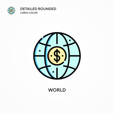Dünya vektör simgesi. Modern vektör illüstrasyon kavramları. Düzenlemesi ve kişiselleştirmesi kolay.