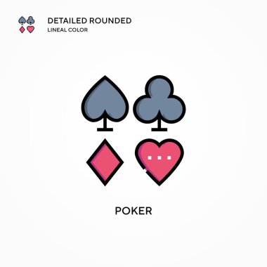 Poker vektör simgesi. Modern vektör illüstrasyon kavramları. Düzenlemesi ve kişiselleştirmesi kolay.