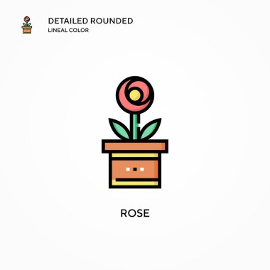 Gül vektör simgesi. Modern vektör illüstrasyon kavramları. Düzenlemesi ve kişiselleştirmesi kolay.