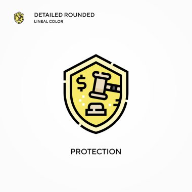 Koruma vektör simgesi. Modern vektör illüstrasyon kavramları. Düzenlemesi ve kişiselleştirmesi kolay.