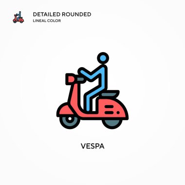 Vespa vektör simgesi. Modern vektör illüstrasyon kavramları. Düzenlemesi ve kişiselleştirmesi kolay.