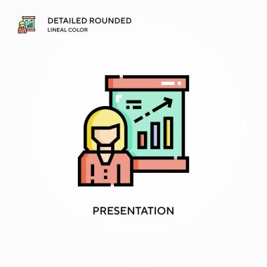 Sunum vektör simgesi. Modern vektör illüstrasyon kavramları. Düzenlemesi ve kişiselleştirmesi kolay.