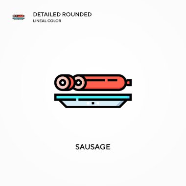 Sosis vektör simgesi. Modern vektör illüstrasyon kavramları. Düzenlemesi ve kişiselleştirmesi kolay.