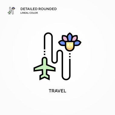 Seyahat vektör simgesi. Modern vektör illüstrasyon kavramları. Düzenlemesi ve kişiselleştirmesi kolay.