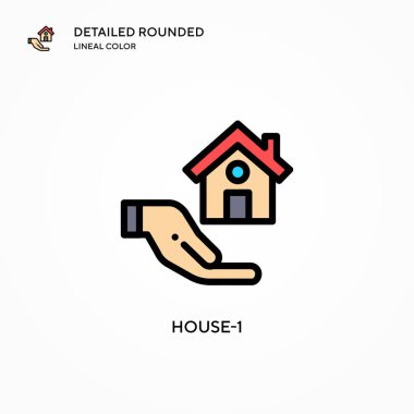 Ev-1 vektör simgesi. Modern vektör illüstrasyon kavramları. Düzenlemesi ve kişiselleştirmesi kolay.