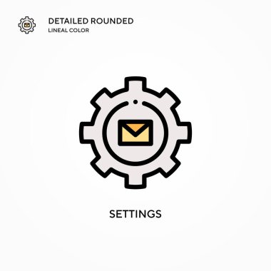Ayarlar vektör simgesi. Modern vektör illüstrasyon kavramları. Düzenlemesi ve kişiselleştirmesi kolay.