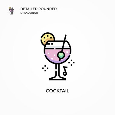Kokteyl vektör simgesi. Modern vektör illüstrasyon kavramları. Düzenlemesi ve kişiselleştirmesi kolay.