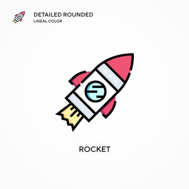 Roket vektör simgesi. Modern vektör illüstrasyon kavramları. Düzenlemesi ve kişiselleştirmesi kolay.
