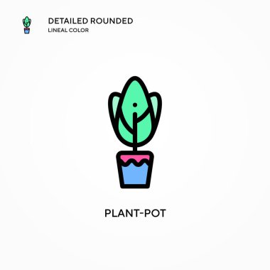 Bitki saksısı vektör simgesi. Modern vektör illüstrasyon kavramları. Düzenlemesi ve kişiselleştirmesi kolay.