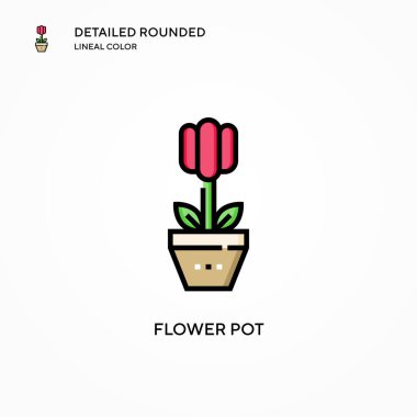 Çiçek saksı vektör simgesi. Modern vektör illüstrasyon kavramları. Düzenlemesi ve kişiselleştirmesi kolay.