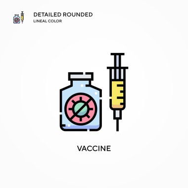 Aşı vektör ikonu. Modern vektör illüstrasyon kavramları. Düzenlemesi ve kişiselleştirmesi kolay.